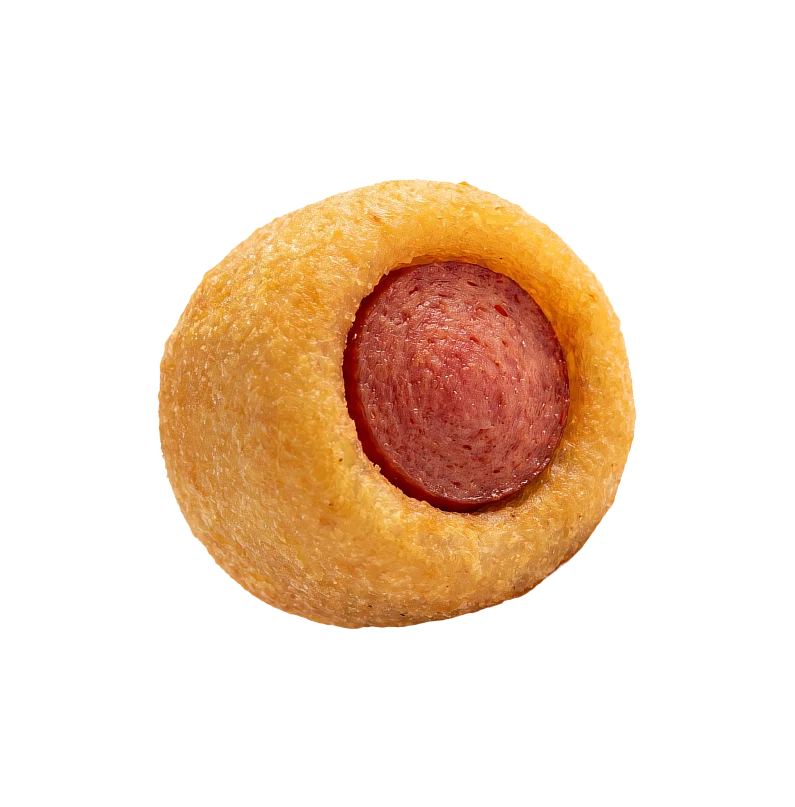 Enrolado de salsicha frito com massa de batata – Vó Linda Casa de Salgados